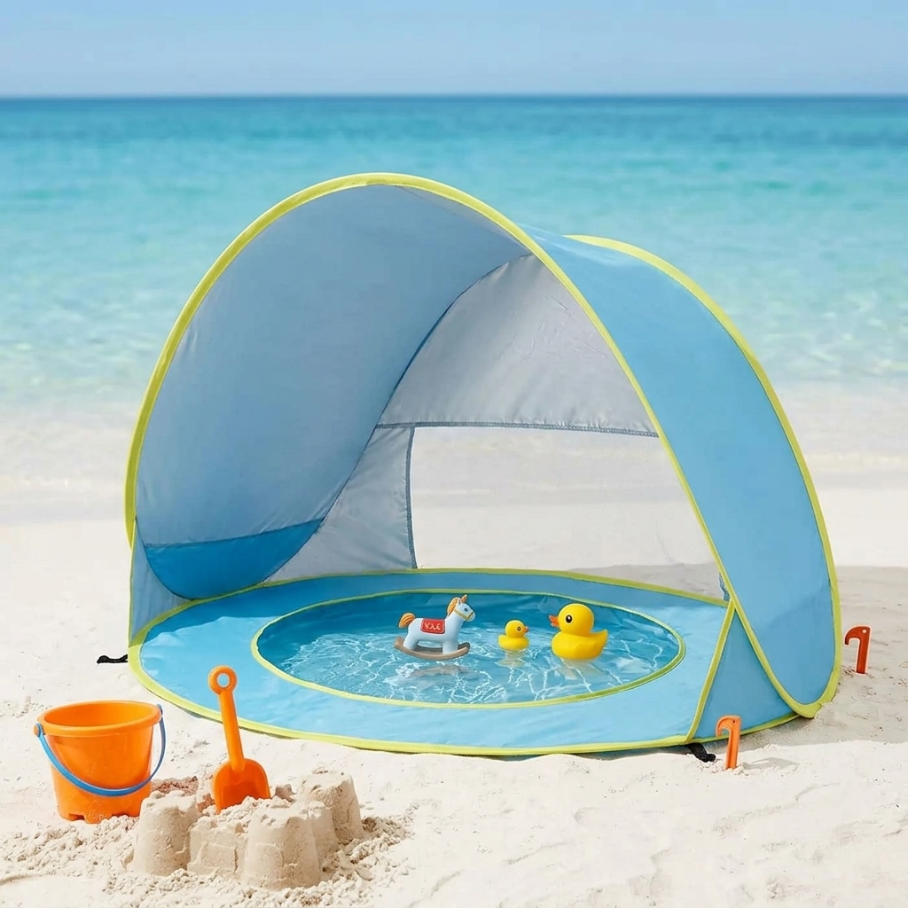 Tente pop-up avec piscine KIDSI Blue - Protection UV 50+