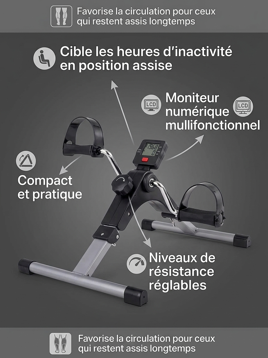 Exercices faciles depuis votre siège avec le Mini Pédalier