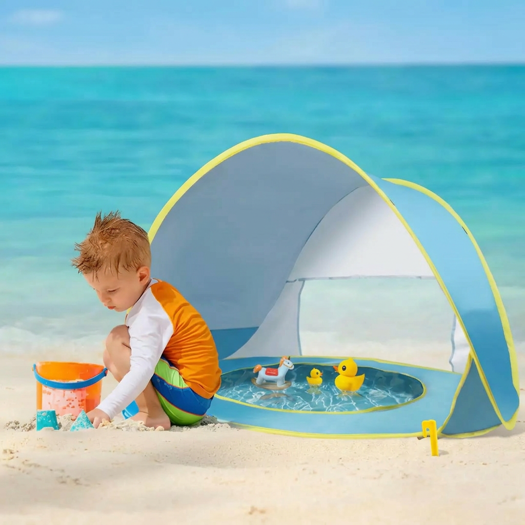 Tente pop-up avec piscine KIDSI Blue - Protection UV 50+
